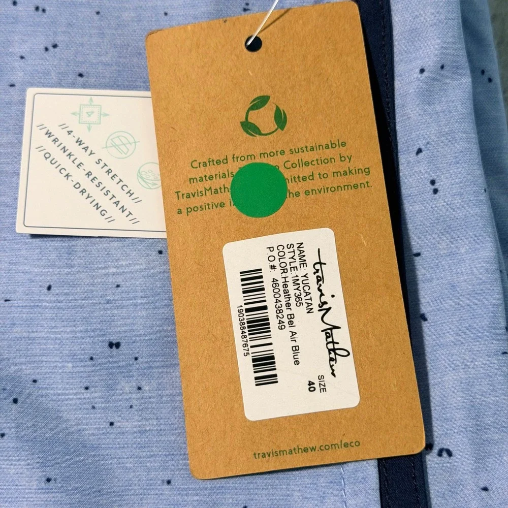 Travis‎ Mathew Mens Eco Collection Heather Bel Air Blue Yucatan Board Shorts 40